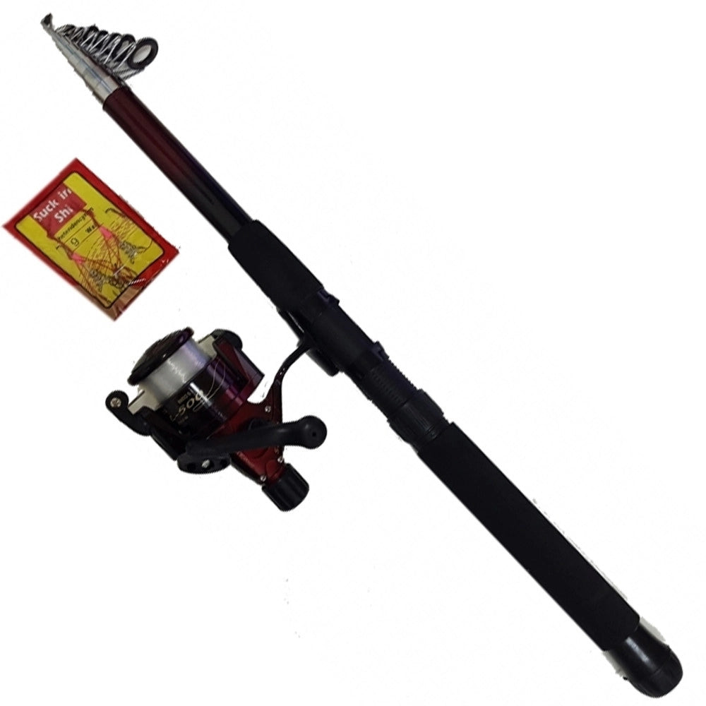 Trade Shop - Kit Canna Da Pesca Estensibile 2,5 Metri Con Mulinello Sl-500 Lenza 9 Ami -