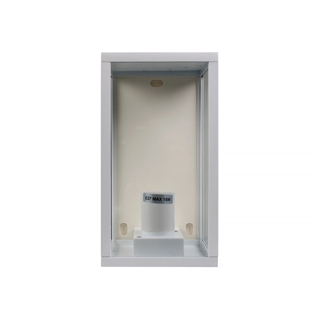 LAMPADA DA PARETE IP44 PER INTERNI ED ESTERNO IN ALLUMINIO BIANCO CON ATTACCO E27 - DESIGN ELEGANTE E MODERNO