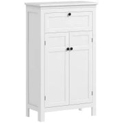 Mobiletto da Bagno con Cassetto e Ripiani Regolabili, Armadio Archiviazione in Piedi, Altezza 102,5 cm, Bianco