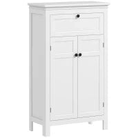 Mobiletto da Bagno con Cassetto e Ripiani Regolabili, Armadio Archiviazione in Piedi, Altezza 102,5 cm, Bianco