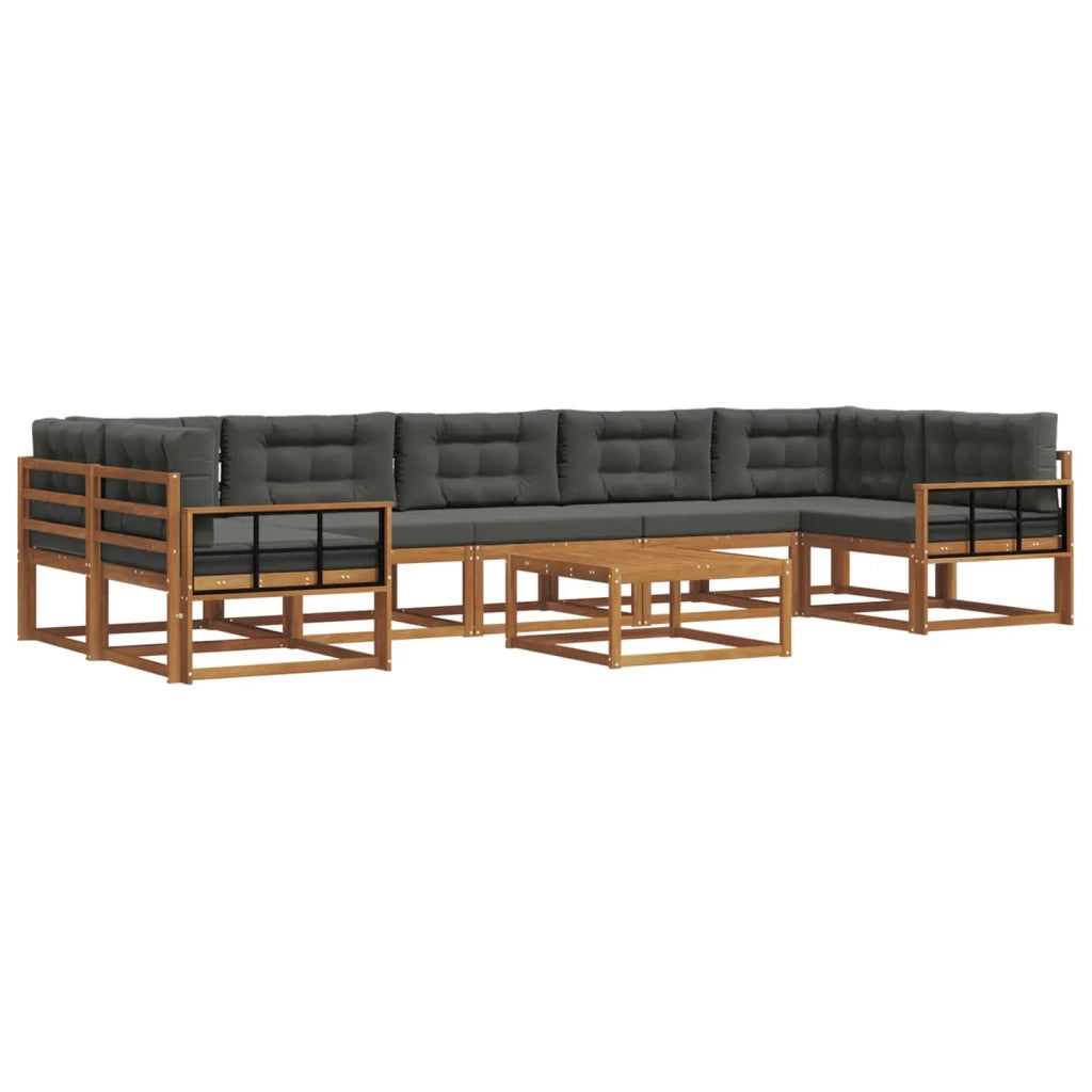 Set di divani da esterno con cuscino 8 pcs Naturale e Antracite