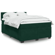 Giroletto a Molle con Materasso Verde Scuro 140x200 cm Velluto