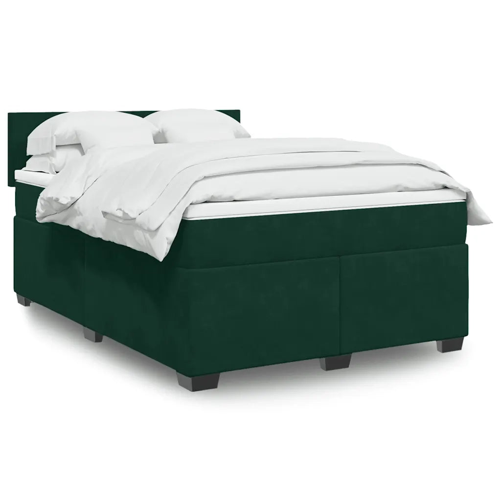Giroletto a Molle con Materasso Verde Scuro 140x200 cm Velluto