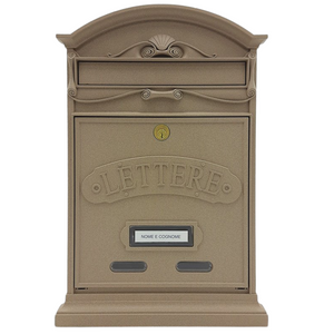 ALUBOX LETTERE Cassetta Postale Da Esterno 42X27X8,5 Cm Cassetta Posta Alluminio Pressofuso Cassetta Lettere Serratura Ottone Apertura A Vasistas Impermeabile Formato Rivista COLORE: SABBIA