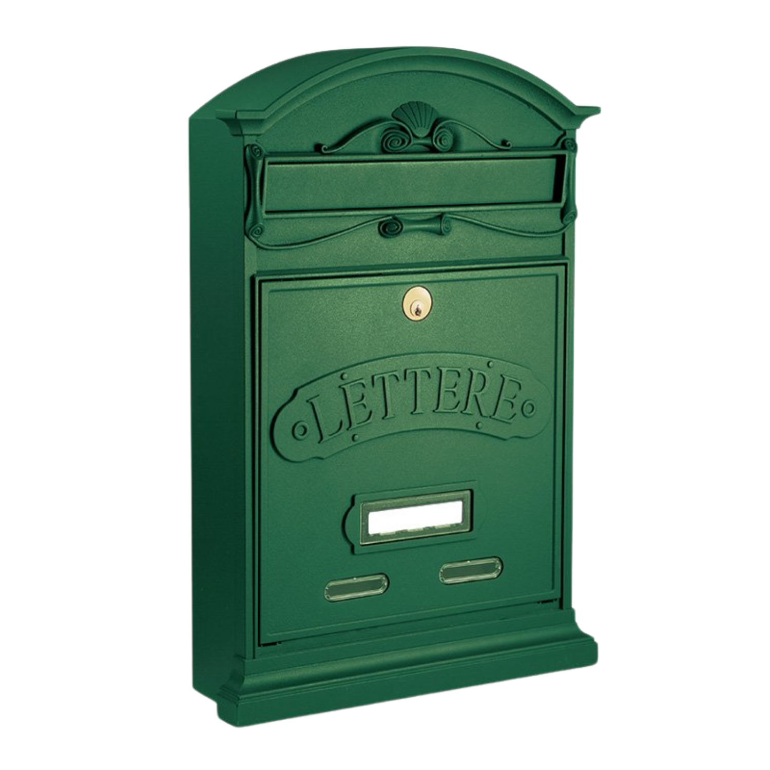 ALUBOX LETTERE Cassetta Postale Da Esterno 42X27X8,5 Cm Cassetta Posta Alluminio Pressofuso Cassetta Lettere Serratura Ottone Apertura A Vasistas Impermeabile Formato Rivista COLORE: VERDE
