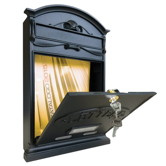 ALUBOX LETTERE Cassetta Postale Da Esterno 42X27X8,5 Cm Cassetta Posta Alluminio Pressofuso Cassetta Lettere Serratura Ottone Apertura A Vasistas Impermeabile Formato Rivista COLORE: VERDE