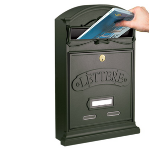 ALUBOX LETTERE Cassetta Postale Da Esterno 42X27X8,5 Cm Cassetta Posta Alluminio Pressofuso Cassetta Lettere Serratura Ottone Apertura A Vasistas Impermeabile Formato Rivista COLORE: ROSSO