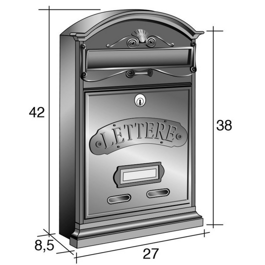 ALUBOX LETTERE Cassetta Postale Da Esterno 42X27X8,5 Cm Cassetta Posta Alluminio Pressofuso Cassetta Lettere Serratura Ottone Apertura A Vasistas Impermeabile Formato Rivista COLORE: SABBIA