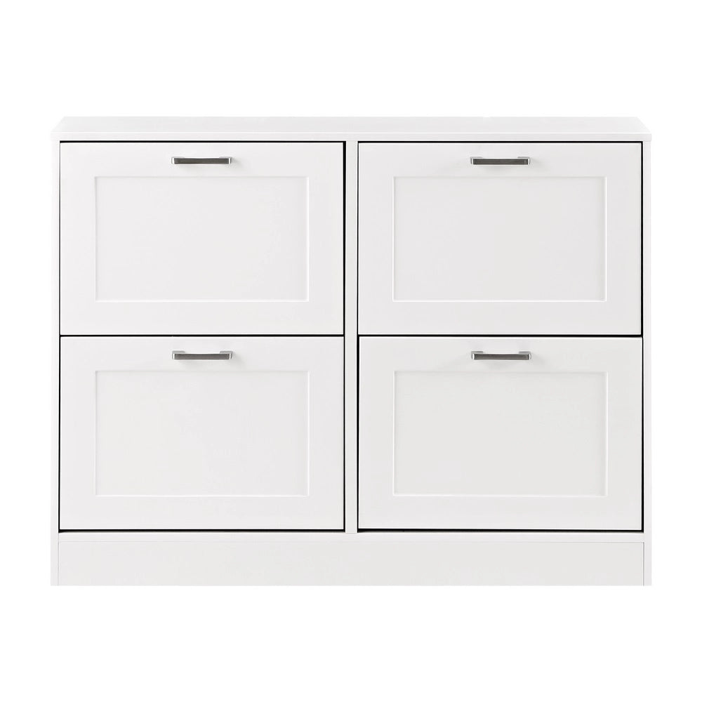 Scarpiera 4 ante in legno bianco Ginevra 105x82x24 cm