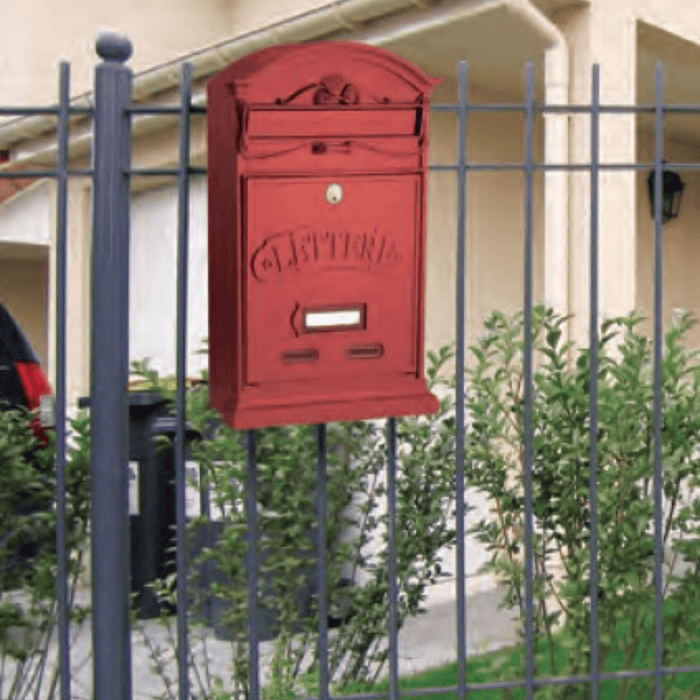 ALUBOX LETTERE Cassetta Postale Da Esterno 42X27X8,5 Cm Cassetta Posta Alluminio Pressofuso Cassetta Lettere Serratura Ottone Apertura A Vasistas Impermeabile Formato Rivista COLORE: ROSSO