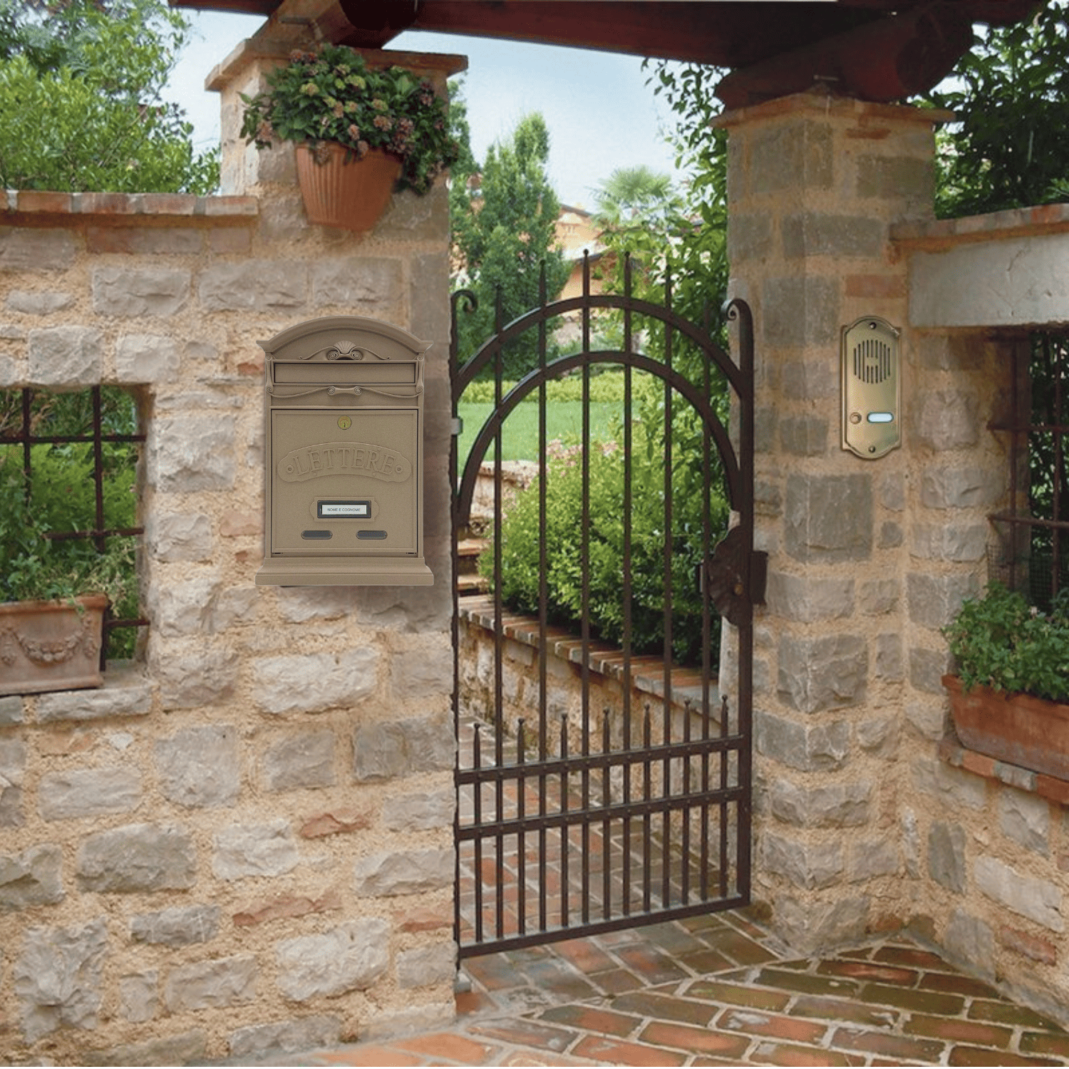 ALUBOX LETTERE Cassetta Postale Da Esterno 42X27X8,5 Cm Cassetta Posta Alluminio Pressofuso Cassetta Lettere Serratura Ottone Apertura A Vasistas Impermeabile Formato Rivista COLORE: SABBIA