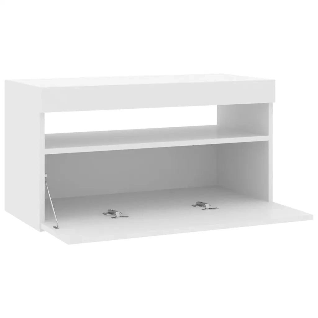 Mobile Porta TV con Luci LED Bianco Lucido 75x35x40 cm 804403