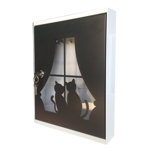 ALUBOX MIA Portachiavi Da Parete Personalizzato 16 Ganci Appendi Chiavi A Muro Da Interno 35,6X26,5X12 Cm Portachiavi Da Muro Interno Esterno Protetto Made In Italy COLORE: GATTINI