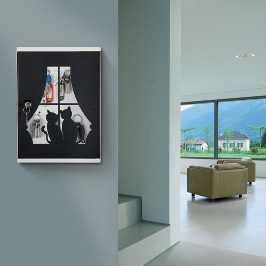 ALUBOX MIA Portachiavi Da Parete Personalizzato 16 Ganci Appendi Chiavi A Muro Da Interno 35,6X26,5X12 Cm Portachiavi Da Muro Interno Esterno Protetto Made In Italy COLORE: GATTINI