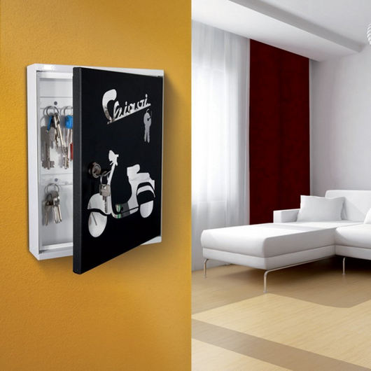 ALUBOX MIA Portachiavi Da Parete Personalizzato 16 Ganci Appendi Chiavi A Muro Da Interno 35,6X26,5X12 Cm Portachiavi Da Muro Interno Esterno Protetto Made In Italy COLORE: SCOOTER