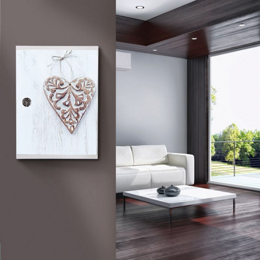 ALUBOX MIA Portachiavi Da Parete Personalizzato 16 Ganci Appendi Chiavi A Muro Da Interno 35,6X26,5X12 Cm Portachiavi Da Muro Interno Esterno Protetto Made In Italy COLORE: CUORE