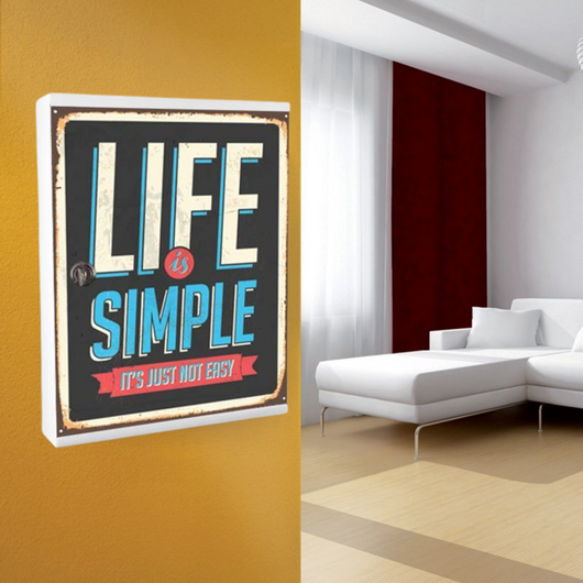 ALUBOX MIA Portachiavi Da Parete Personalizzato 16 Ganci Appendi Chiavi A Muro Da Interno 35,6X26,5X12 Cm Portachiavi Da Muro Interno Esterno Protetto Made In Italy COLORE: LIFE IS SIMPLE