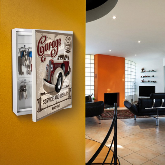 ALUBOX MIA Portachiavi Da Parete Personalizzato 16 Ganci Appendi Chiavi A Muro Da Interno 35,6X26,5X12 Cm Portachiavi Da Muro Interno Esterno Protetto Made In Italy COLORE: GARAGE