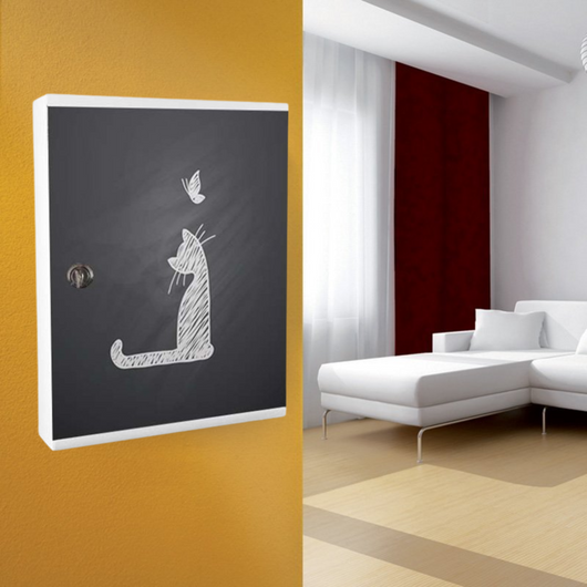 ALUBOX MIA Portachiavi Da Parete Personalizzato 16 Ganci Appendi Chiavi A Muro Da Interno 35,6X26,5X12 Cm Portachiavi Da Muro Interno Esterno Protetto Made In Italy COLORE: GATTO