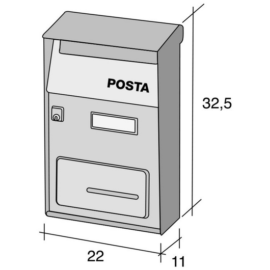 ALUBOX FT Cassetta Postale Da Esterno 32,5X22X11 Cm Cassetta Posta Con Tettuccio Superiore Cassetta Lettere Prelievo Frontale Cassetta Della Posta Formato Lettera COLORE: LISCIO