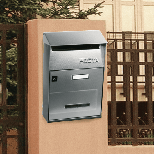 ALUBOX FT Cassetta Postale Da Esterno 32,5X22X11 Cm Cassetta Posta Con Tettuccio Superiore Cassetta Lettere Prelievo Frontale Cassetta Della Posta Formato Lettera COLORE: GOFFRATO