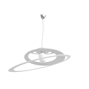 Sospensione Industrial-Minimal Bungee Metallo Bianco 1 Luce E27 D70Cm