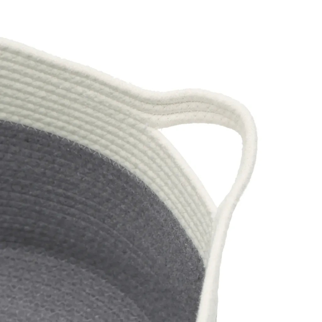 Cestino Portaoggetti Grigio e Bianco ?40x25 cm in Cotone CFW5383304