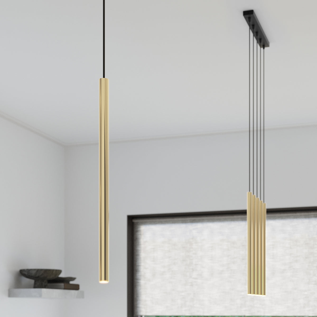 Lampada da soffitto moderna in acciaio a 5 luci color verde oceano PATELO, oro lucido
