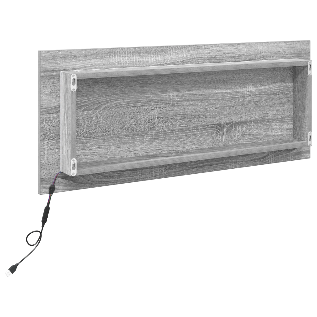 Specchio da Bagno con Luce LED Grigio Sonoma 90x8,5x37 cm