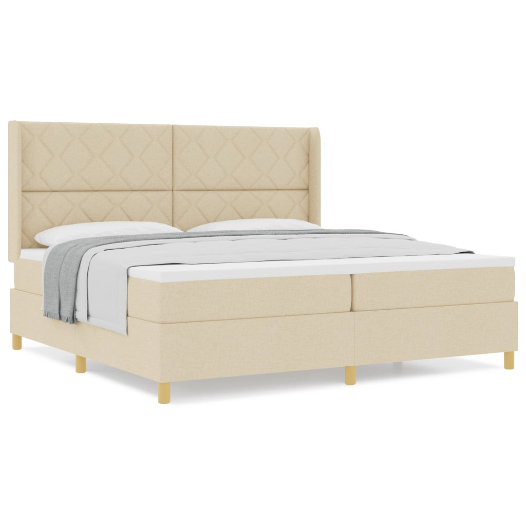 Letto con rete a doghe e materasso Crema 200x200 cm Tessuto