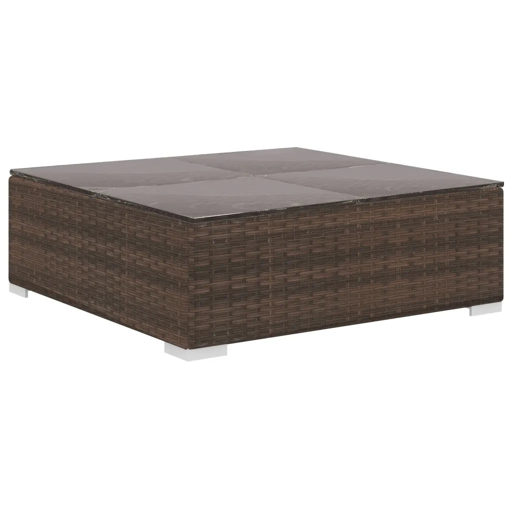 Set Divani da Giardino 10 pz con Cuscini in Polyrattan Marrone 46814