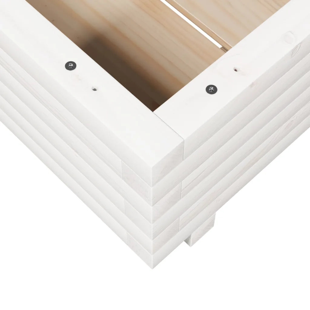 Fioriera | Cassetta per fiori | Vaso da Giardino Bianca 50x50x26,5cm Legno Massello di Pino
