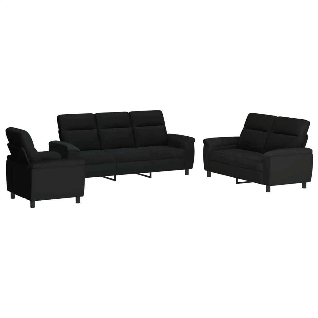 Set di divani 3 pcs Nero Tessuto 3430645