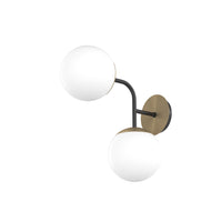 Applique Moderna Clear Metallo Nero E Ottone Vetro Bianco 2 Luci E27