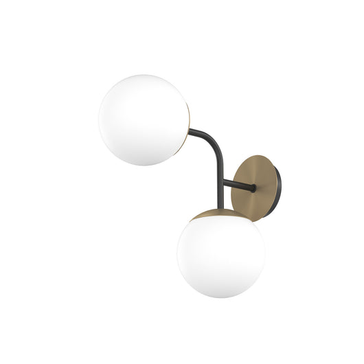 Applique Moderna Clear Metallo Nero E Ottone Vetro Bianco 2 Luci E27