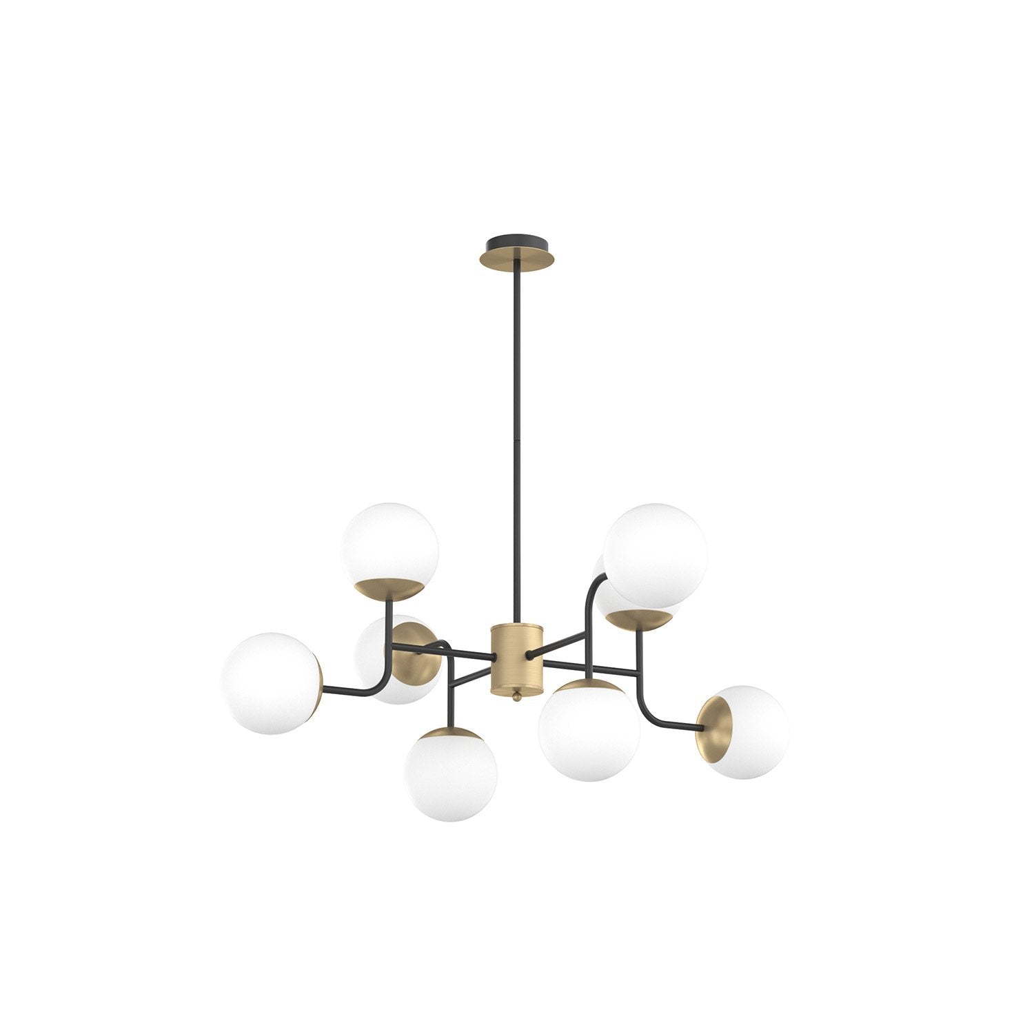 Lampadario Moderno Clear Metallo Nero E Ottone Vetro Bianco 8 Luci E27