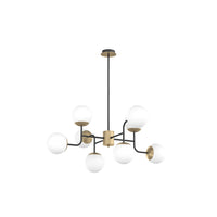 Lampadario Moderno Clear Metallo Nero E Ottone Vetro Bianco 8 Luci E27