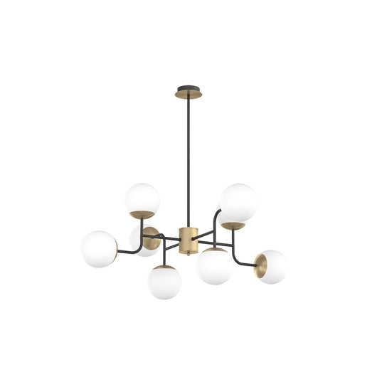 Lampadario Moderno Clear Metallo Nero E Ottone Vetro Bianco 8 Luci E27