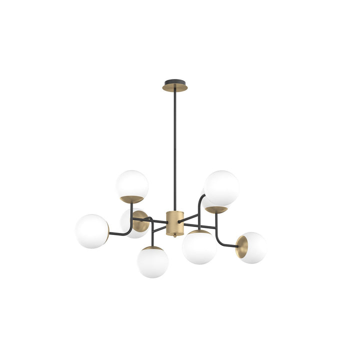 Lampadario Moderno Clear Metallo Nero E Ottone Vetro Bianco 8 Luci E27