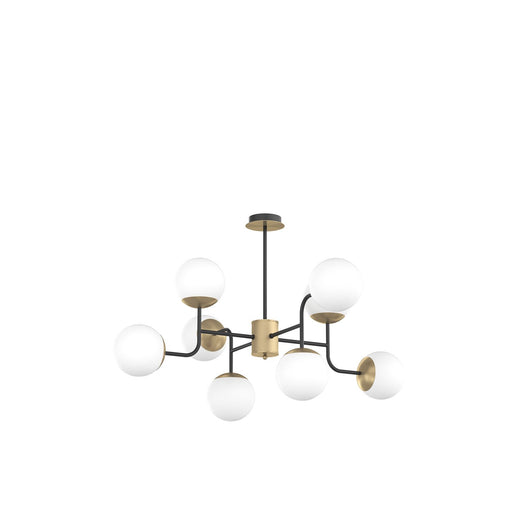 Lampadario Moderno Clear Metallo Nero E Ottone Vetro Bianco 8 Luci E27