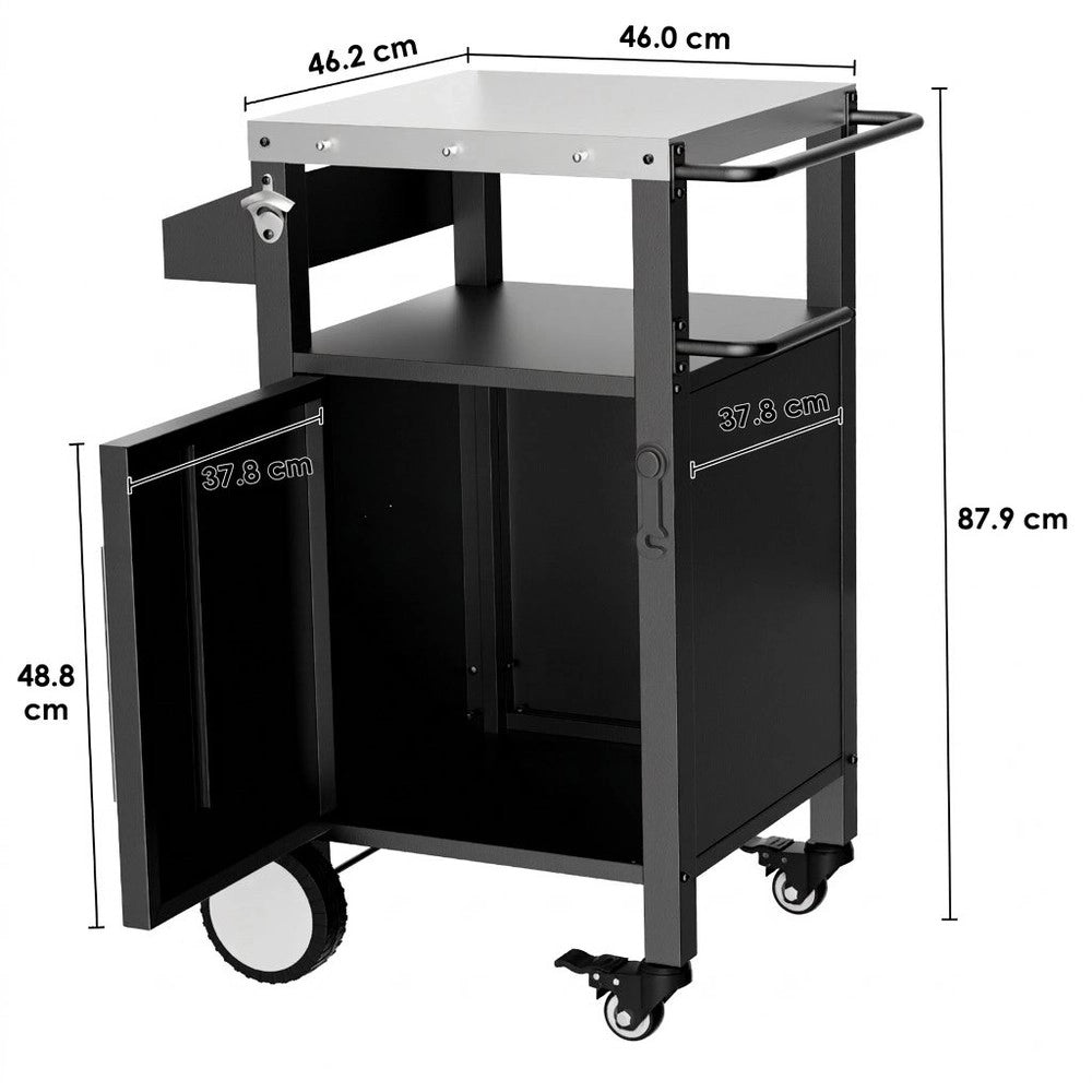 Carrello da Barbecue con Ripiano e Ganci ¨C Xylo ¨C Nero
