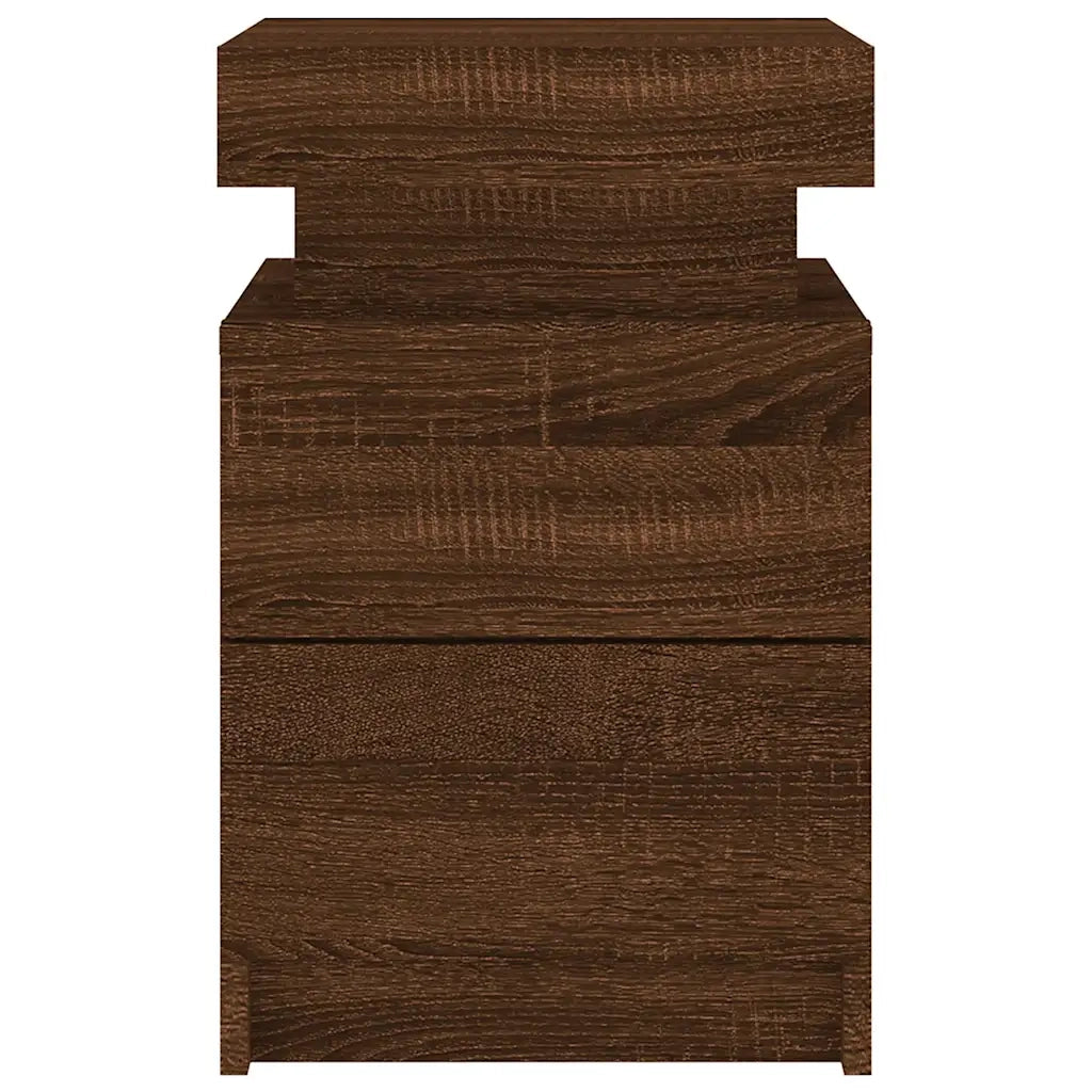 Comodino con Luci LED Rovere Marrone 35x39x55 cm 836761
