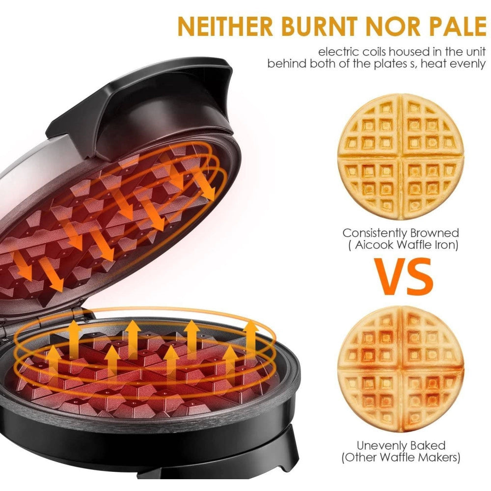 Trade Shop - Piastra Elettrica Macchina Waffle Maker 1000w Griglia Piastre Antiaderenti Nero -