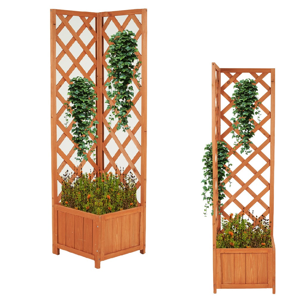 Fioriera Legno Frangivista Esterno Angolare per Piante Rampicanti 40x40H145cm
