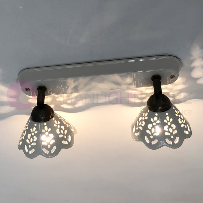 VOLTERRA Lampada a Soffitto o Parete con 2 Faretti Ceramica