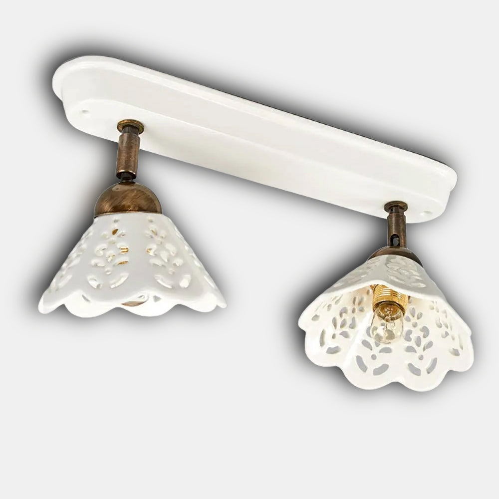 VOLTERRA Lampada a Soffitto o Parete con 2 Faretti Ceramica
