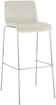 Sgabello Hover Velluto Base a Quattro Gambe Cromata crema