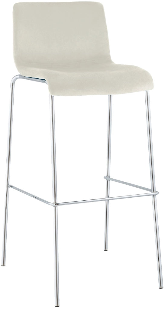 Sgabello Hover Velluto Base a Quattro Gambe Cromata crema