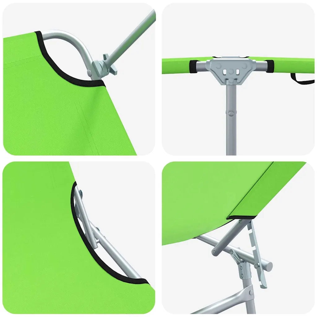 Lettino da sole 2 pcs Verde 58 x 188 x 77cm Poliestere 42003064