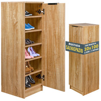 Scarpiera Mobiletto Multiuso in Legno Quercia Mobile Porta Scarpe 30x35x100 cm